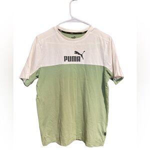 Puma Short Sleeve Colorblock Crew Tee - White & Light Green